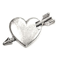 Cupid Arrow thru my Heart Pendants Charms, vintage silver, pack of 6