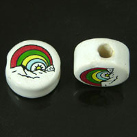 14mm Ceramic Disc Beads, Rainbow, ea