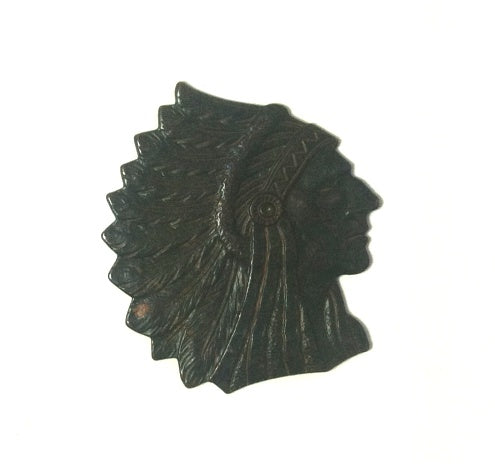 38mm Rustic Large Indian Chief Head Charm, pack of 6