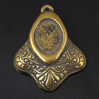 44mm Byzantine Pendant, 13x18mm bezel, Antique Gold, each
