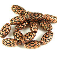 22x13mm Basket Weave Antiqued Copper, strand