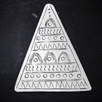 48mm Etched Ethnic Ornamental Triangle, silver tone, pack of 6