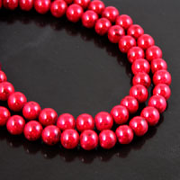 6mm Rich Red Fossil Beads, 16 inch strand