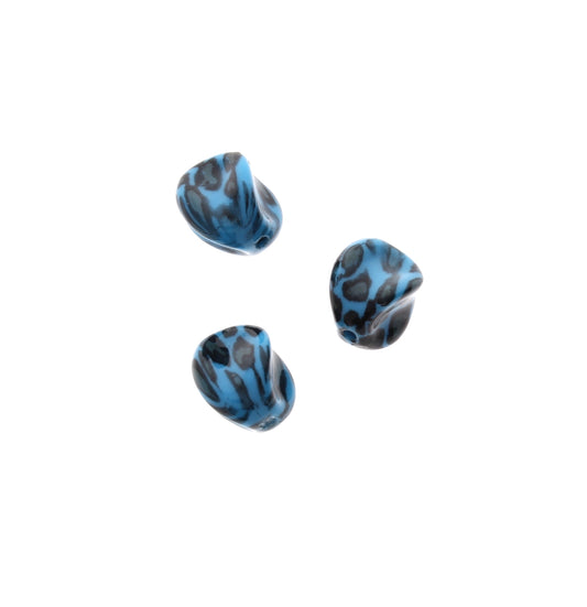Blue Leopard Print Nugget Shaped Lucite Bead