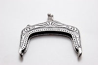 Vintage Box Purse Clasp, Antique Silver, 1 each