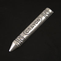 52mm Crayon Charm, Vintage Silver, 6 pack