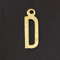 15x6mm D Letter Charm, Vintage Brass Metal Stamping, pk/6