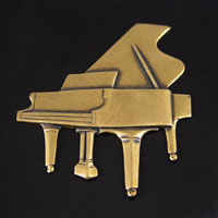 46x41mm Grand Piano, Vintage Brass Stamping, pk/6