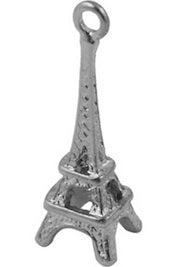 24mm Eiffel Tower 3D Charm, Classic Silver, pack of 12