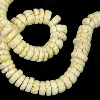 9-11x3.5mm Carved Bone Flower Beads, 12in strand