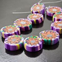 18x6mm Fimo Disc Beads, Sold by Strand