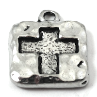 16mm Small Cross Dimpled Charm, each