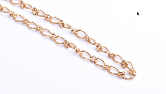 3mm Long & Short Curb Chain, Gold, 10 feet