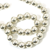 10mm Classic Silver Round Bead,12in strand