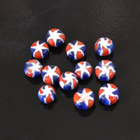 7-10mm Orange Blue White Round Vintage Italian Millefiori Glass Cabochon, pack of 12