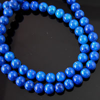 6mm Lapis Color Fossil Beads, 16 inch strand