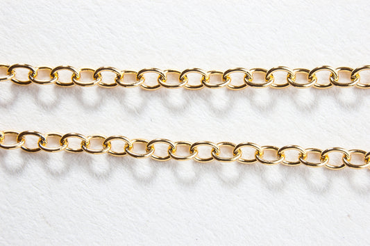 2mm Goldtone Cable-Solder Chain, sold/ft