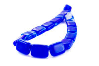 11x7mm Rectangle Cobalt Glass Beads, Sold by Strand