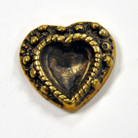 Heart Bezel Flat Back, Antique gold, pack of 6