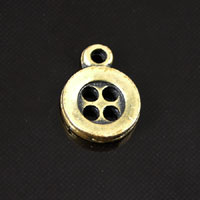 10mm Button Charm, Vintage Brass, pk/6