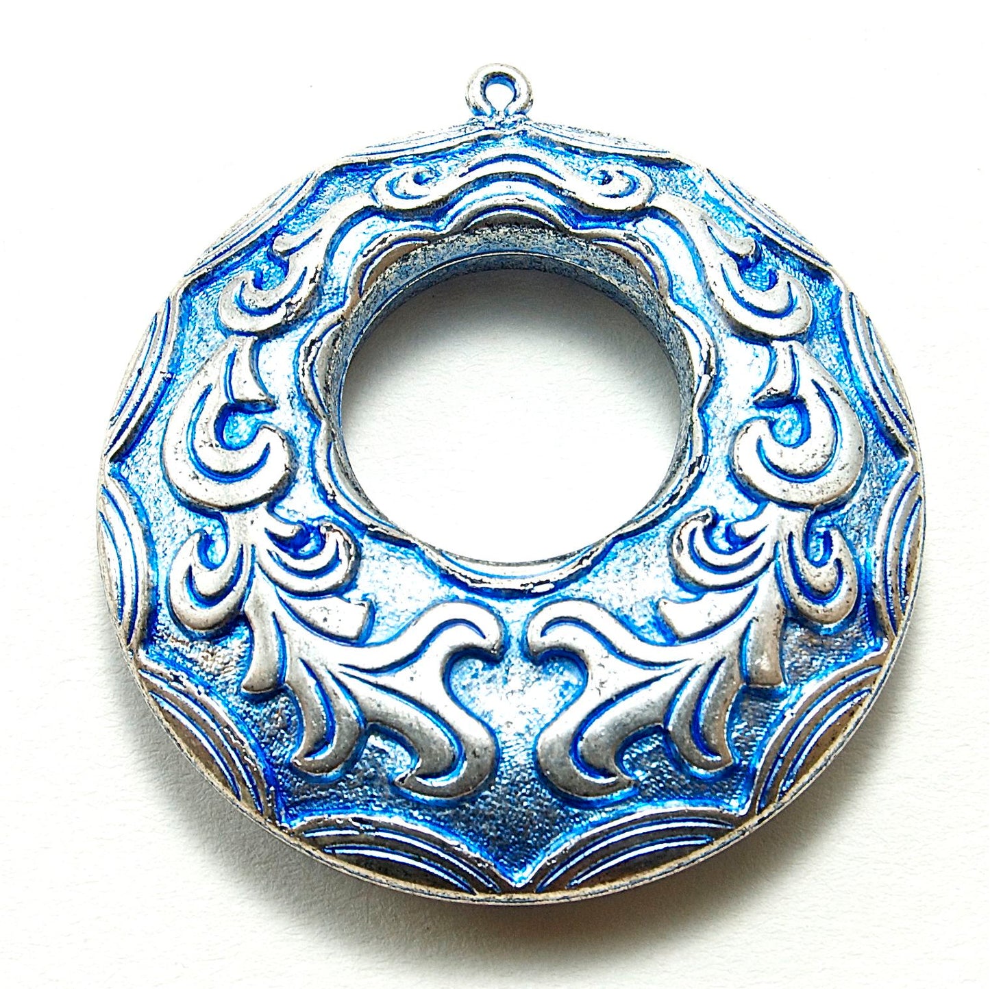 45mm Denim Blue Classic Silver Hoop, 2 pack