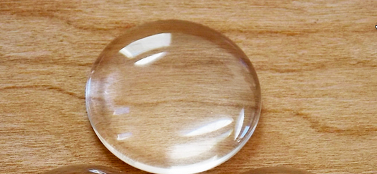 Round Cabachon, clear crystal class 35mm , ea