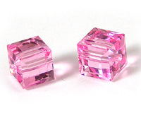 Swarovski Crystal 6mm Square Beads, Light Rose Pink, pack of 2
