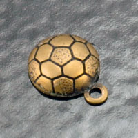 12mm Vintage Gold Soccer Ball Charm, pack of 6