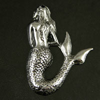 25x35mm(1x.1.4in) Mermaid Charm/Pendant, Antiqued Silver,- pk/6
