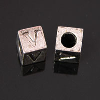 8mm Metal Cast Alphabet Letter Beads  "V", pack of 24
