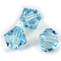 6mm Swarovski Crystal Bicone Beads, Aqua, pk/12