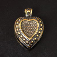26mm Double Sided Heart Charm, Antique Gold, Pack of 6