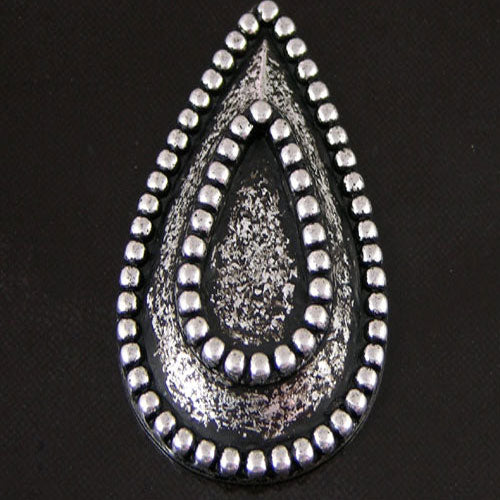 38x24mm(1.5x.95in) Paisley w/17x9mm set, Flat Back, Classic Silver, pk/6
