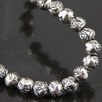 6mm Vintage Rose Shaped, Antiqued Classic Silver Beads, 12in str