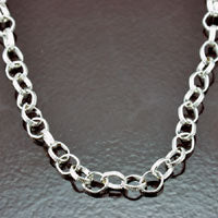 8mm Rolo Belcher Etched Chain, Classic Silver Footage Chain, 10 foot spool