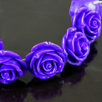 29mm Purple Rose Composite Resin Pendant Bead, Drilled, pack 2