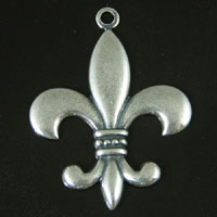 27x35mm Fleur De Lis Charm, Vintage Classic Silver, pk/6