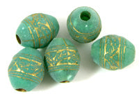 15x11mm Faux Turquoise Oval Wreath Lucite Barrel Beads, str.