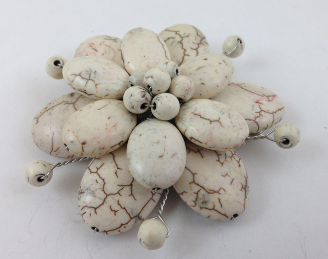 white Floral Custer Brooch wire formed