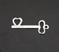 8x21mm Skeleton Key Charm/Pendant, Vintage Silver, pk/6