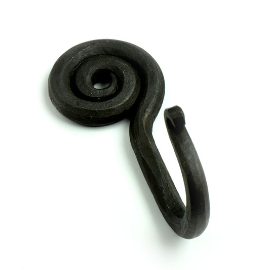 Hand forged hook , spiril deisgn steel, 4 inches, sold by ea