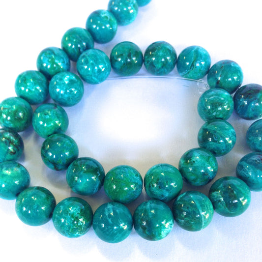 10mm Italian Chrysacolla Turquoise Lucite Beads, 12" strand