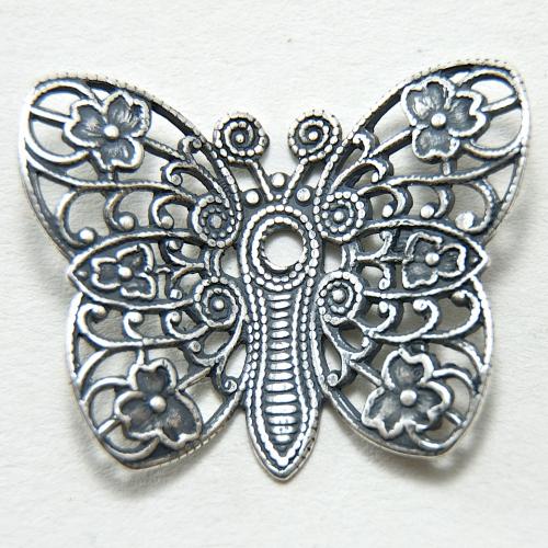 31mm Butterfly Charm, filigree, classic silver, 6 each