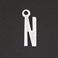 15x6mm N Letter Charm, Classic Silver Metal Stamping, pk/6