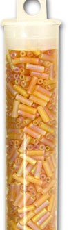 Japanese Glass Bugle Beads #3, Amber Yellow, Approx. 582 beads