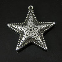 39mm Western Star Charm/Pendant, Double Sided, Antiqued Silver, pk/6