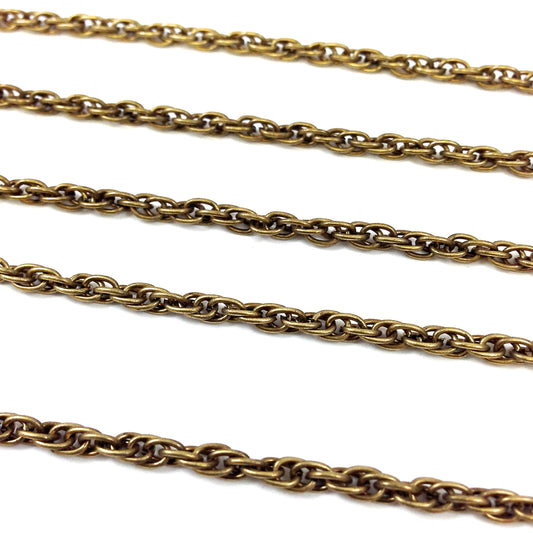 3mm Medium Rope Chain, Vintage Brass, 10 foot spool