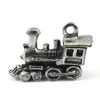 18mm Train Engine 3D Toy Game Piece, no ring, Classic silver, pack of 6