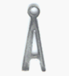 15x6mm A Letter Charm, Classic Silver Metal Stamping, pk6