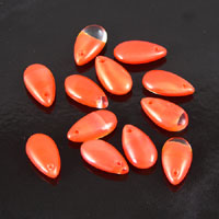 15mm Orange Teardrop Beads, Czech Glass, 12 pack